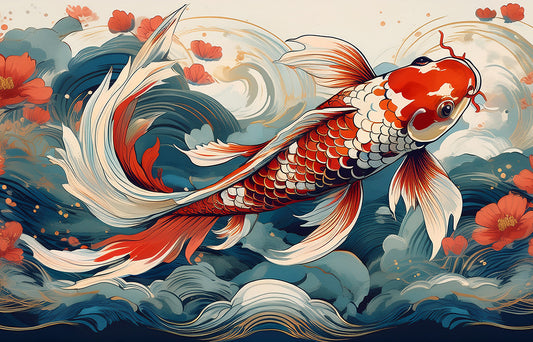 Crimson Koi Flow – Japanese Art