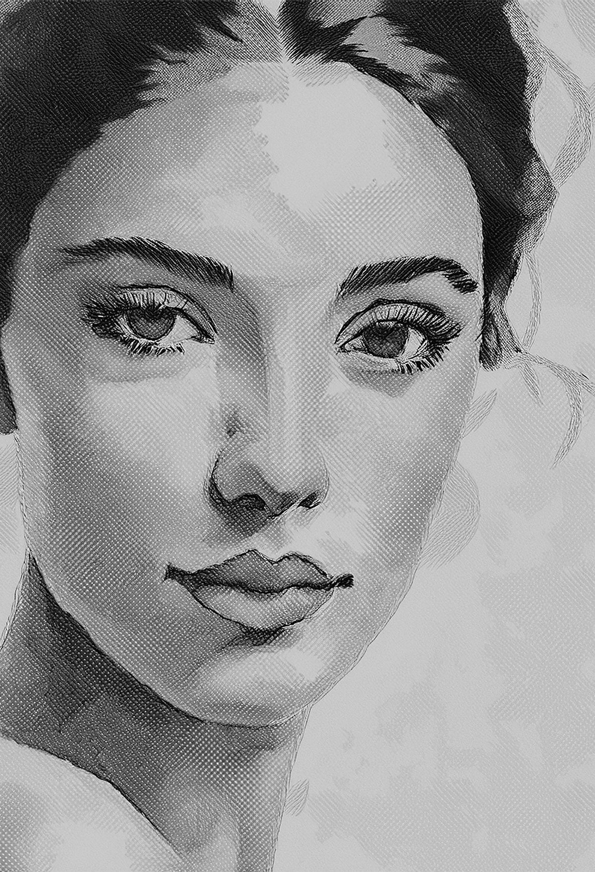 Timeless Beauty – Monochrome Line Portrait Canvas Wall Art