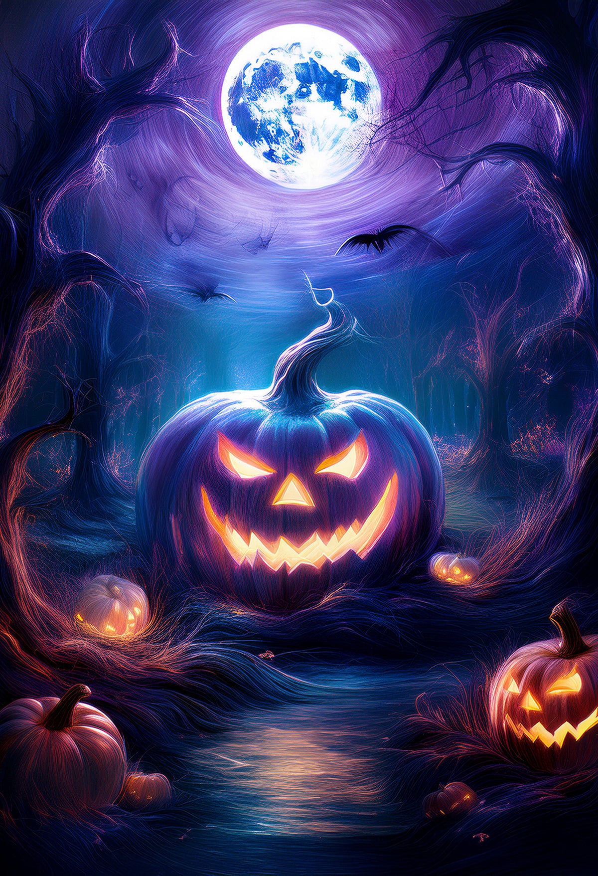 Moonlit Pumpkin Night – Halloween Canvas Print | Spooky Gothic Wall Art