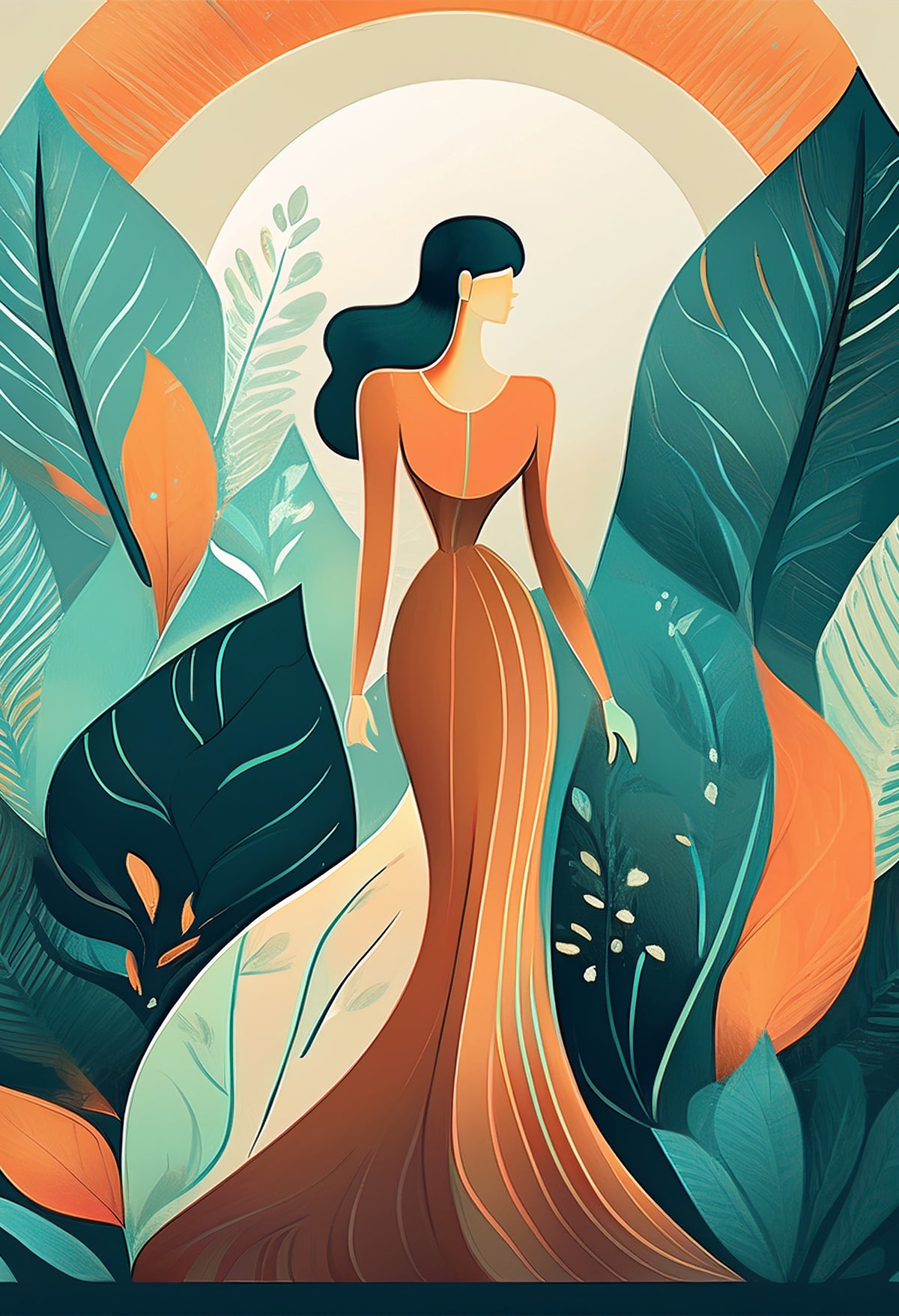 Graceful Bloom – Modern Botanical Woman Canvas Wall Art