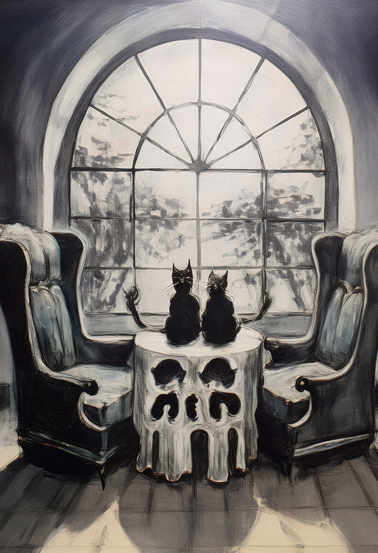 Moonlit Cats – Gothic Halloween Canvas Print | Elegant Dark Art Décor