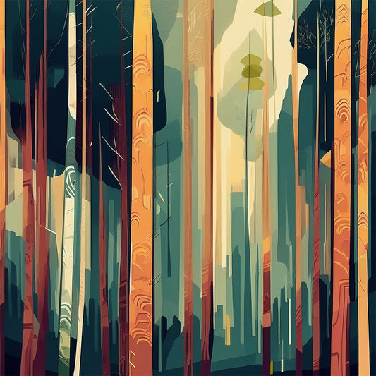 Geometric Forest Abstract Canvas Wall Art – Modern Nature Collection | Fade-Resistant Epson Print