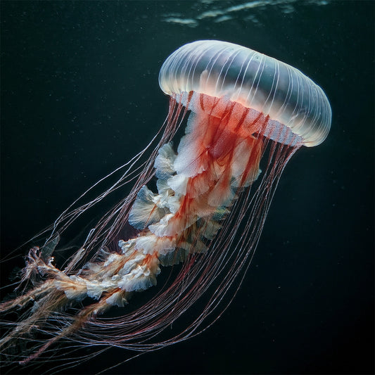 Crimson Jellyfish Canvas Wall Art – Ocean Glow Collection | Premium Fade-Resistant Print