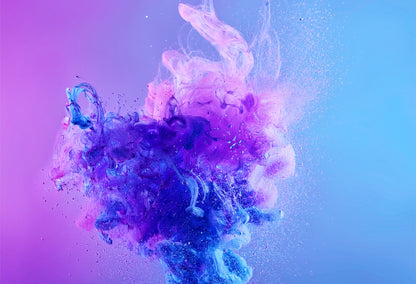 Violet Burst Abstract Canvas Wall Art – Modern Color Explosion | Purple and Blue Ink Cloud
