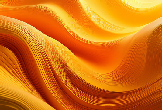 Golden Flow Abstract Canvas Wall Art – Vibrant Orange & Yellow Modern Waves