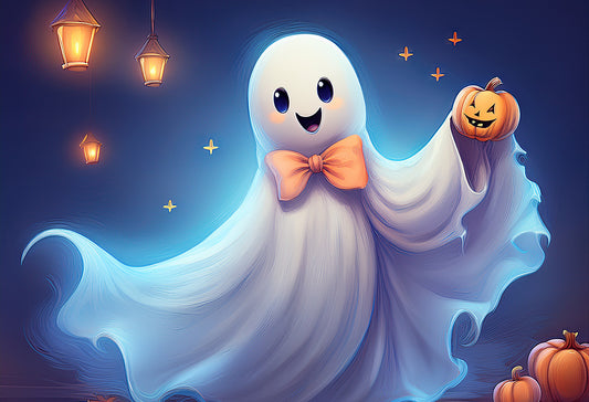 Friendly Ghost Glow – Cute Halloween Canvas Print | Whimsical Wall Art