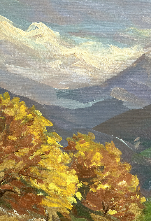 A Brush of Autumn Light – Impressionist Mountain Landscape Canvas Wall Art