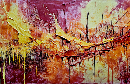 Abstract Acrylic Canvas Wall Art – Textured Expression in Red and Yellow