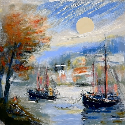 A Place to Be – Abstract Serenity Harbor Scene Canvas Art