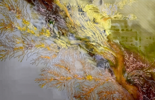 Golden Abstract Canvas Wall Art – Fluid Textured Flow in Earthy Tones