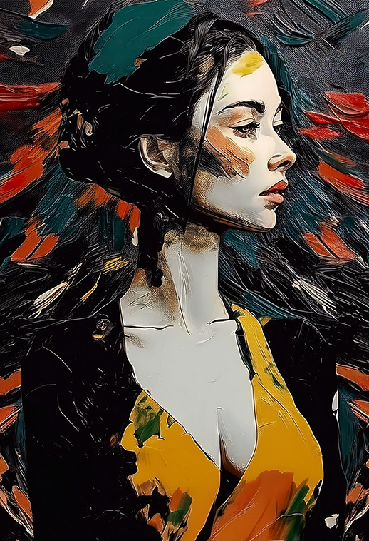 Abstract Silhouette – Textured Portrait Canvas Wall Art