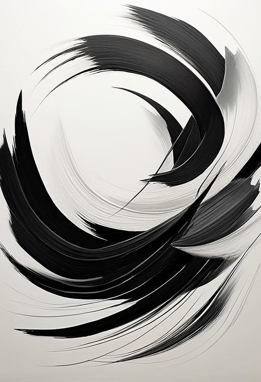 Abstract Black Ink Brushstroke Canvas Wall Art