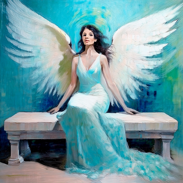 Angel of Serenity – Celestial Portrait in Blue