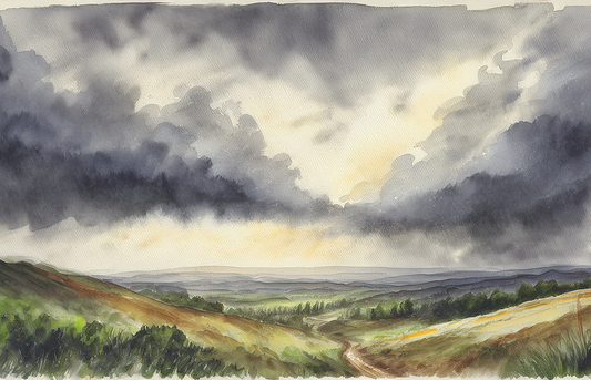 Stormy Landscape Canvas Wall Art – Dramatic Sky Over Rolling Hills