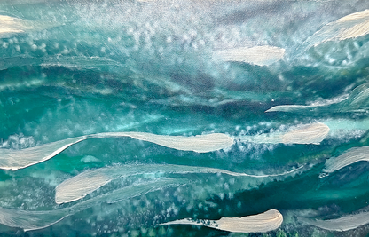 Ocean Flow Canvas Wall Art – Aqua Serenity in Blue & White