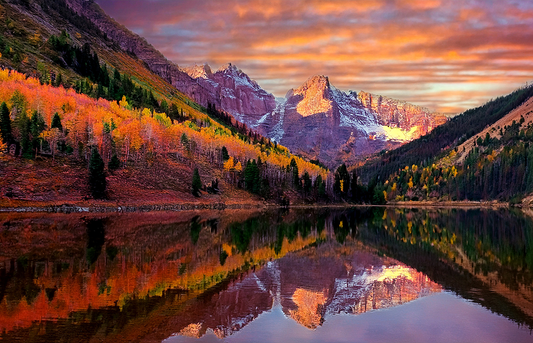 Autumn Mirror – Mountain Lake Reflection Landscape Canvas Wall Art