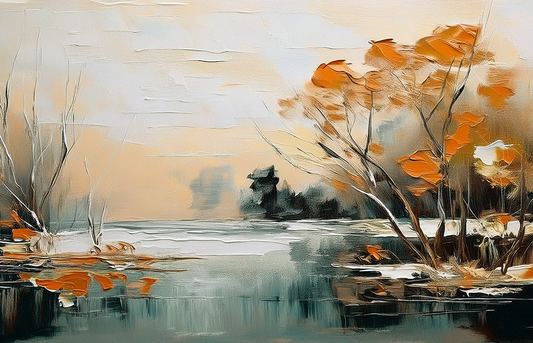 Autumn Reflection – Textured Landscape Canvas Wall Art