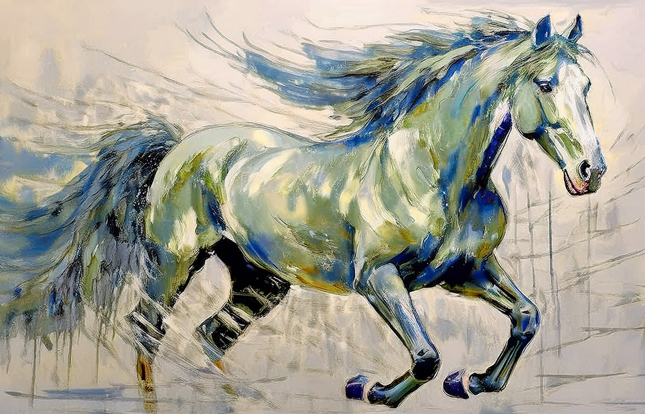 Galloping Spirit – Abstract Horse in Motion with Ethereal Brushwork