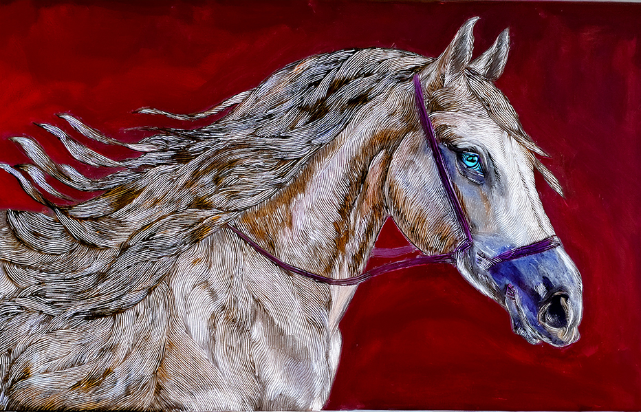 Azure Gaze – Majestic Horse Canvas Wall Art