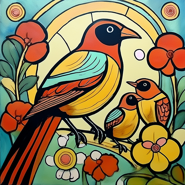 Birds of Joy – Stylized Nature Illustration