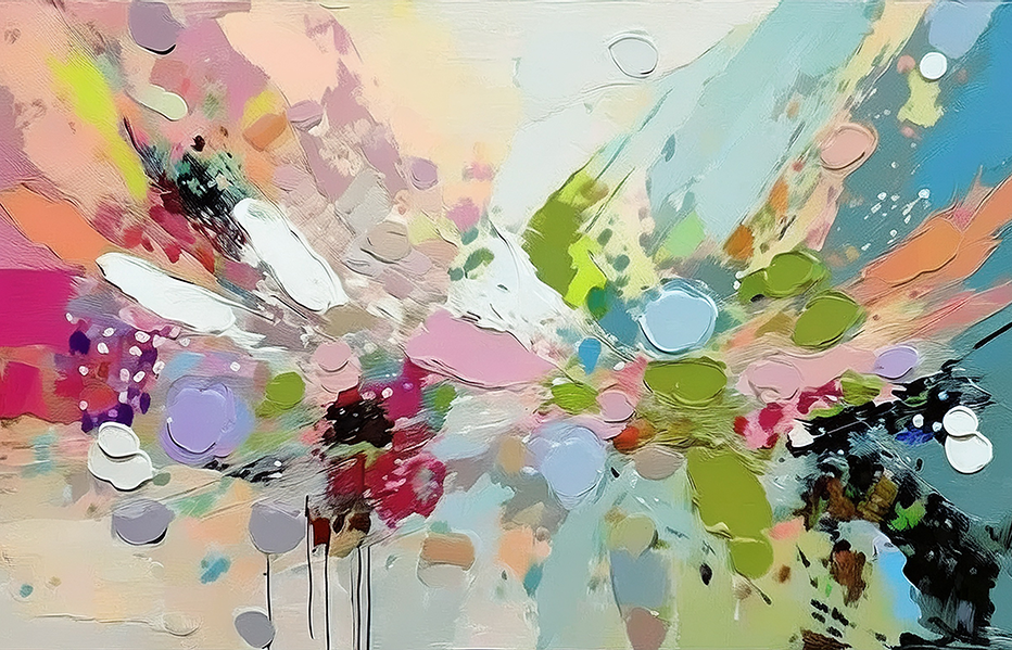 Blooming Abstraction – Colorful Abstract Floral Expression Canvas Wall Art