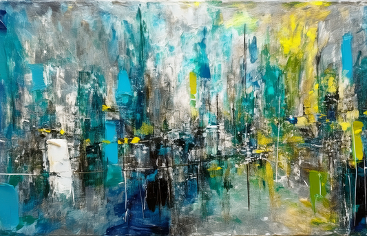 Blue Reverie – Abstract Cityscape Canvas Wall Art