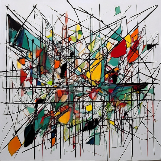 Chaotic Grid – Abstract Geometric Canvas Wall Art