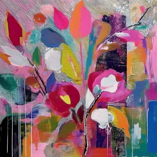 Chromatic Garden – Bold Abstract Floral Canvas Wall Art