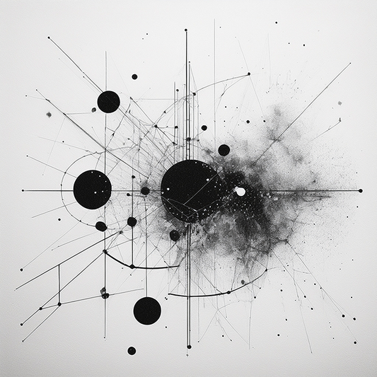 Cosmic Connections – Abstract Black & White Geometric Canvas Wall