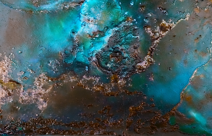 Abstract Cosmic Canvas Wall Art – Aqua & Bronze Galaxy