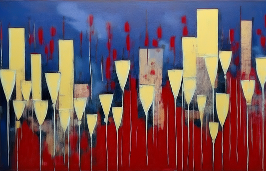 Geometric Bloom – Abstract Urban Composition with Stylized Floral Elements