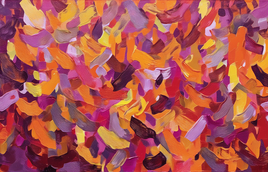 Crimson Mosaic – Abstract Brushstroke Canvas Wall Art