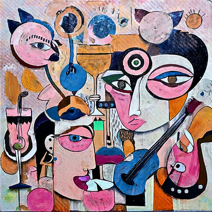 Cubist Jazz Nights – Surreal Abstract Celebration