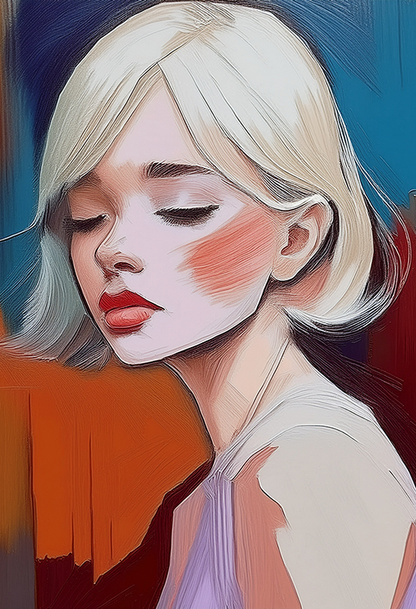 Dreaming Woman Canvas Wall Art – Abstract Modern Portrait