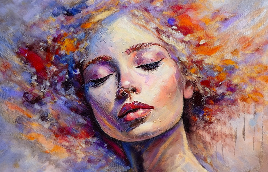 Dreaming in Color – Modern Impressionist Portrait Canvas Wall Art