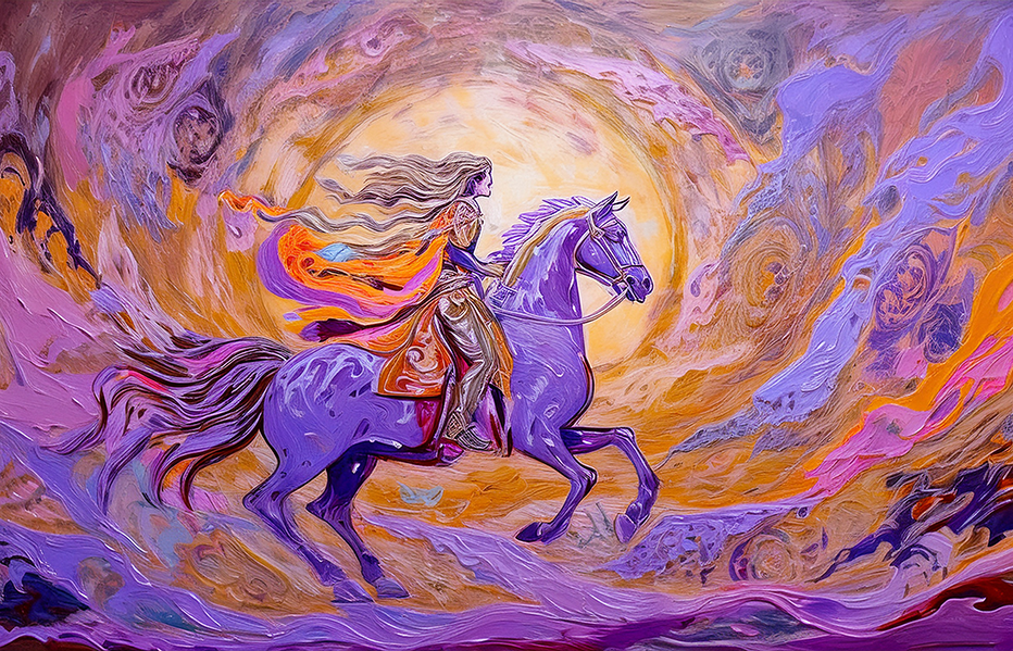 Dreamwave Rider – Surreal Horse and Rider Canvas Wall Art