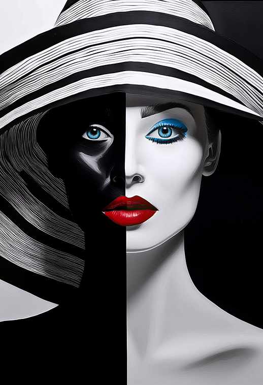 Dual Elegance – Black and White Fashion Portrait Canvas Wall Art