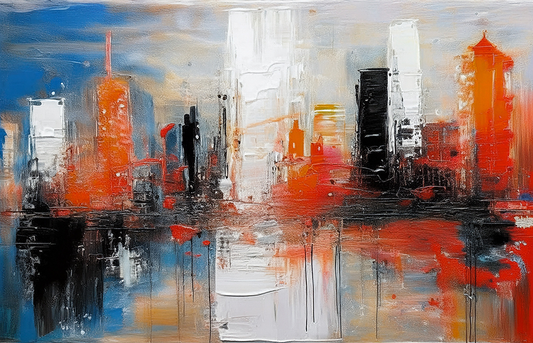 Echoes of the City – Modern Abstract Skyline Canvas Wall Art