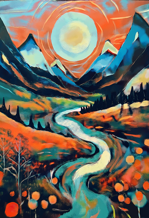 Echoes of the Horizon – Abstract Mountain Landscape Canvas Wall Art