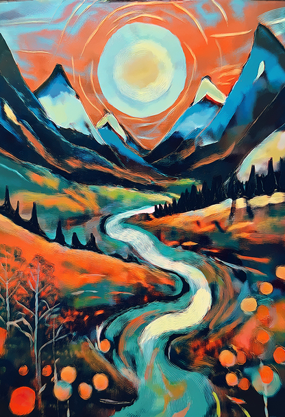 Echoes of the Horizon – Abstract Mountain Landscape Canvas Wall Art