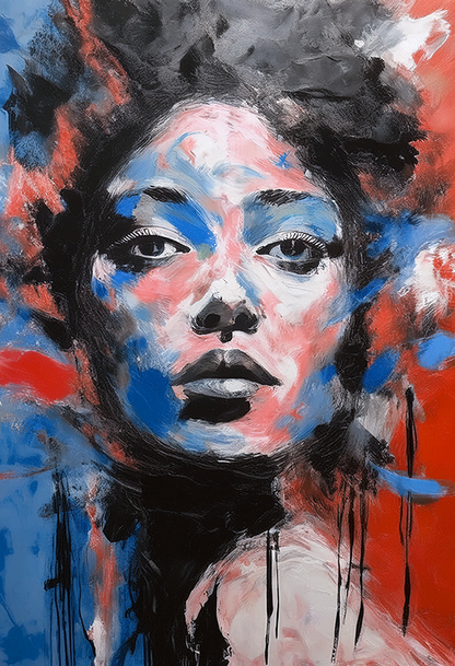 Echoes of the Soul – Abstract Expressionist Portrait Canvas Wall Art