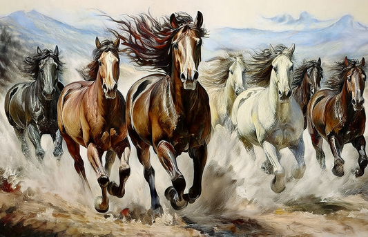 Echoes of the Steppe – Galloping Horses Canvas Wall Art