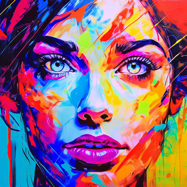 Electric Gaze – Abstract Portrait in Motion