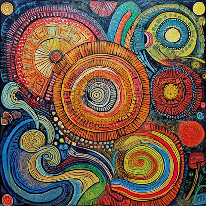 Embrace of Three Worlds – Cultural Fusion Abstract Canvas Wall Art