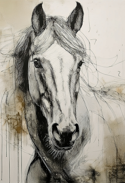 Ethereal Horse – Modern Equine Sketch Canvas Wall Art