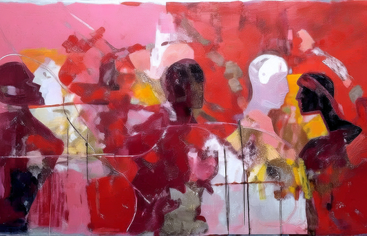 Faces Beneath the Fire – Abstract Figurative Canvas Wall Art