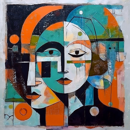 Abstract Cubist Faces Canvas Wall Art