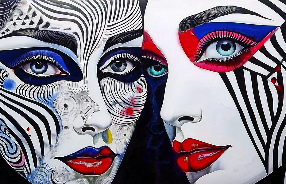 Faces of Illusion – Abstract Modern Portrait Canvas Wall Art