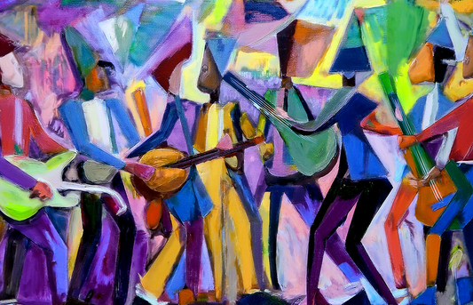 Festival of Shapes – Abstract Musician Canvas Wall Art