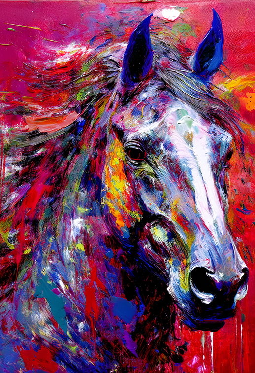 Flaming Spirit – Abstract Horse Canvas Wall Art
